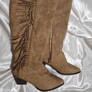 Riding Boots Womens, color Brown Fringe Size 11W